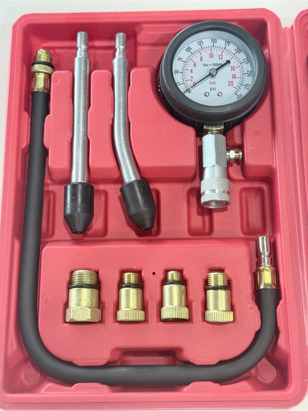 Automotive Tire Pressure Gauge Kit - Red Protective Case
